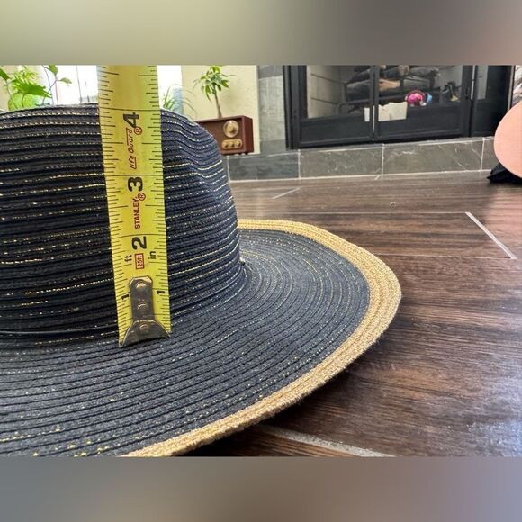 San Diego Hat Company Black & Gold Wide Brim Fedora – Women’s O/S ✨